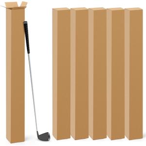 Qilery 5 Pcs 4 x 4 x 48 Inch Golf Club Shipping Boxes 4L x 4W x 48H Tall Corrugated Boxes Cardboard Long Golf Storage Box for Shipping, Packaging, Moving, Mailing, Home or Business