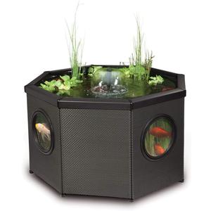 Pennington Aquagarden, Complete Raised Window Pond Kit - Octagon, Water Feature Pool, Includes Inpond 5 in 1 300 Pond & Water Pump with UV Clarifier, 106 Gallon Decking Pond, Three Fountain Displays,
