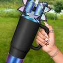 2 x Toykee Bow Straw Topper with Cup Bootfor Stanley 40 30 oz - Bling Black Purple Bow and Diamond Cover Caps with Bottom Protector 3 PCS Sets for Tumbler Accessories