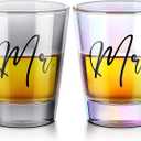 Sumind 2 Pcs Mr and Mrs Wedding Gifts for Bride and Groom, Wine Glasses 2 oz Mr and Mrs Wedding, Married, Anniversary and Engagement Gifts Stemless Wine Glass for Newlyweds Couple(Black Lettering)