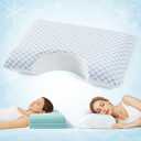 USlixury Side Sleeper Pillows for Adults - Adjustable 4 Layer Curved Pillow with Superior Support, Crescent Pillow for Side/Back Sleeper, A Cool Cover CertiPUR-US Memory Foam Side Sleeper Pillow (23.6"*14.2"*4.8")