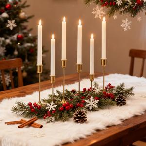 Candlestick Holders, Taper Candle Holders Set of 6, Vintage Gold Candle Sticks Holder Decor for Table Centerpiece, Fireplace Mantel, Weddings, Housewarming & Christmas Decor