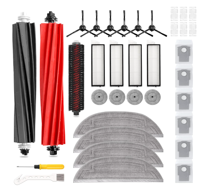 33 PCS S8 MaxV Ultra Accessories Kit for Roborock S8 Max/MaxV Ultra Robot Vacuum,6 Scent Tablets,1 Cleaning Brush,1 Set Main Brush,4 HEPA Filters,4 Mop Cloth,4 Edge Mop Cloth,6 Side Brushes,6Dust Bags