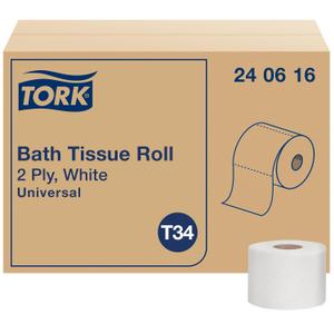 Tork Toilet Paper Roll White T34, Universal, 2-ply, 48 x 616 sheets, 240616