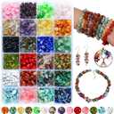 Colle 24 Colors 1200Pcs Natural Chips Stone Beads Multicolor 5mm to 8mm Irregular Gemstone Healing Crystal Loose Rocks Bead Bulk Hole Drilled DIY Jewelry Making Craft for Bracelet Necklace Earrings