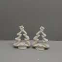 Pinkunn 2 Pcs Christmas Tree Candle Holders White Ceramic Christmas Tealight Votive Candles Holders Farmhouse Rustic Xmas Candlestick for Xmas Table Centerpiece Home Mantel Fireplace Decor