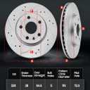 Front Brake Kit, Drilled & Slotted Brake Rotors and Pads Compatible with 2006-2023 Dodge Charger, 320mm (12.6in) Brake Disc, Geomet Coating