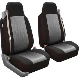 FH Group All Purpose Flat Cloth Car Seat Covers for Bucket Seats, 2 Piece Universal Fit, Washable Seat Covers for SUV, Sedan, Van - Front Set Gray