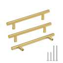 goldenwarm 10 Pack Brushed Brass Cabinet Handles Kitchen Hardware Knobs Drawer Pull Handles for Kitchen Knobs - Cabinet Hardware 5in Hole Center