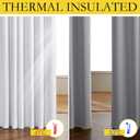 NICETOWN 100% Absolutely Blackout Linen Curtains with Thermal Insulated White Liner, White, 52 inches Wide, 72 inches Length Energy Saving Curtains for Living Room 2 Panels Set, Vertical Blinds