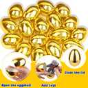 24 Pack 2.4 Inch Golden Easter Eggs, Metallic Plastic Empty Gold Eggs Bulk for Easter Egg Hunt, Easter Basket Stuffers Fillers, Filling Treats and Party Favors