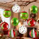 Christmas Ball Ornaments for Tree Decorations, 12 Pcs Big 3.15" Glitter Plastic Red and Green Hanging Ball Ornaments for Xmas Tree Home Winter Holiday Party Decor Indoor