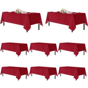 Sancua Red Tablecloths for 6 Foot Rectangle Tables, 8 Pack - Washable Polyester Fabric Table Cloth for Wedding Christmas Party, Birthday, Banquet Reception, 54x108 Inch
