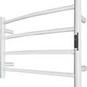 Towel Warmer with Built-in Timer Bathroom Wall Mounted Bath Towel Heater Plug-in Electric Heated Towel Rack Stainless Steel Curved Round Oil Rubbed Drying Rack 16.54x23.62x5.51 inches White