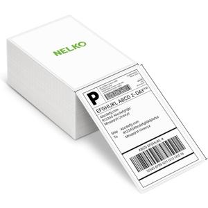 Nelko Genuine 4x6 Direct Thermal Shipping Label (Pack of 500 Fan-Fold Labels), 4x6 Thermal Labels for Nelko PL70E Shipping Label Printer, Perforated and Strong Adhesive, Commercial Grade