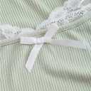 WDIRARA Women's Plus Size Bow Lace Trim Crop Tops 2 in 1 Asymmetrical Drawstring Ruched T Shirts (XL)