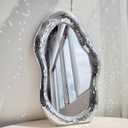 Disco Ball Mirror Wavy, 16" H x 10" W x1.2 D, Funky Table Wall Decor with Stand,Tabletop Vintage Silver Decorative Mirror, Handmade Gift (Large)