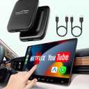 5-in-1 Wireless Android Auto & Carplay Adapter, Wireless CarPlay Adapter Support Netflix/YouTube/TF, USB-A/USB-C Cables, Convert Wired to Wireles Apple Dongle, Magic Video Box Car Play for iPhone