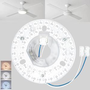 4.92" Ceiling Fan LED Light Board Replacement Upgrade Retrofit Kit Bright Dimmable 120V 18W 3CCT 3000K 4000K 6000K Daylight 1500LM PCB, Magnetic Easy Install in 5min (cover or shade NOT included)