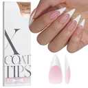BTArtboxnails French Gel Nail Tips - Long Stiletto Press on Nails Pink XCOATTIPS for Nail Extensions DIY