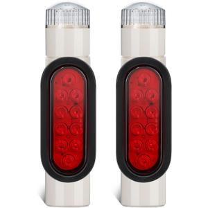 Partsam 2pcs Boat Trailer Guide on Post Pipe Light Set, [DOT Approved] [Patented] IP67 Waterproof Boat Trailer Guide Pole Lights for 2-3/8" PVC Pipe, Turn Signal Brake Tail Lights 12V (White)