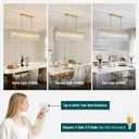 Siljoy Modern Crystal Chandelier, 7 Lights Rectangular Gold K9 Crystal Raindrop Chandelier, Luxury Rectangle Chandelier Light Fixture for Dining Room Living Room Kitchen Island L47'' x W11'' x H12''
