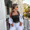 Women's 3 Piece Bodysuits Fashion Casual Sleeveless Square Neck Shapewear Bodysuits (Black,grey,white)