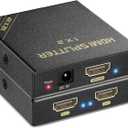 HDMI Splitter 1 in 2 Out 60Hz - HDCP Bypass 2.3, HDR, Dolby/DTS 5.1/7.1 - Compatible with Firestick 4k Max, PS3/PS5 & Elgato HD60s/x/Pro, Apple TV 4K, Retrotink, Roku soundbar, NOT for Phone