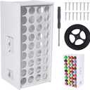 GLOBLELAND 72 Holes 360 Spining Craft Paint Organizer for 2oz Craft Paints Spining Color Storage Containers Display Painting Tower Storage Stand Desk Organizer