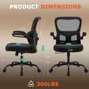 AreShark Office Chair Ergonomic Desk Chairs with Adjustable Lumbar Support, High Back Breathable Mesh Chair with Wheels& Flip-up Armrests,Rolling Swivel Comfy Task Computer Chair for Home Work Gaming