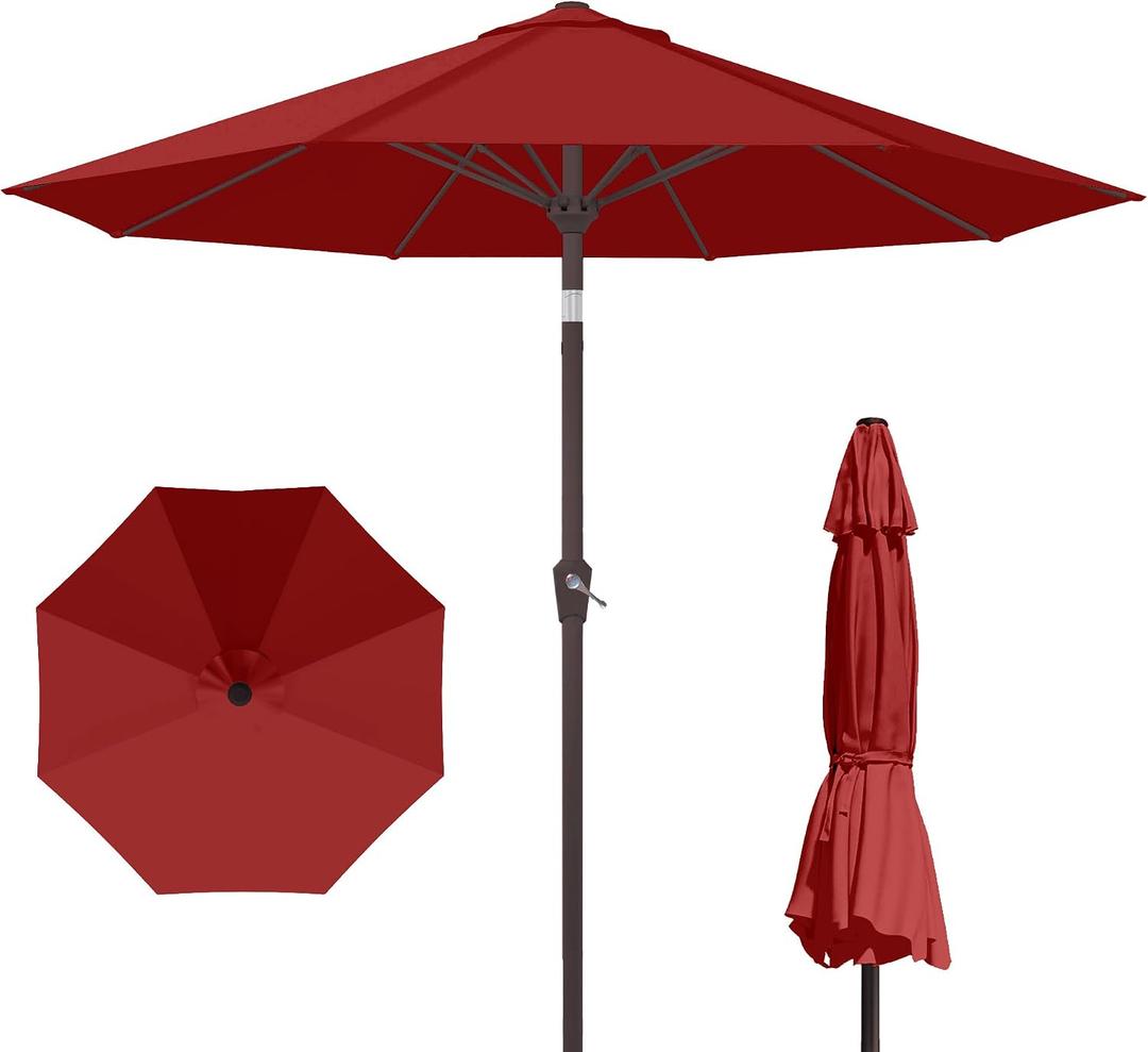 PatioKingdom 10FT Patio Umbrella with Push Button Tilt and Crank, Outdoor Market Umbrella with 8 Fiberglass Ribs, UV Protection Table Umbrella for Pool,Backyard,Garden,Deck