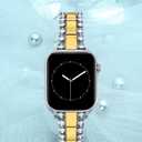 TOYOUTHS Beaded Bracelet Compatible with Apple Watch Bands 38/40/41/42/44/45/46/49mm Women, Dressy Fancy Stainless Steel Metal Elegant Jewelry Strap for iWatch Series 11 10 9 8 7 6 5 4 Ultra/SE 3 2 1 (Silver/Gold)