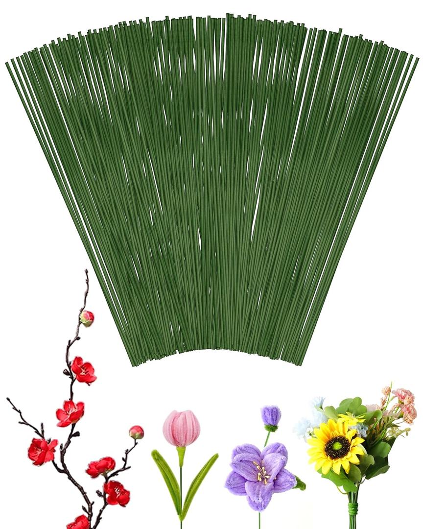 100 PCS 18 Gauge Green Floral Wire Stems for Artificial Flower Making,Flexible Paddle Wires for Crafts Festival Flowers,Garland and Floral Arrangements,Florist Wire,Flower Wires for Crafts