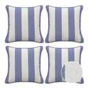 Decorative Outdoor Water Repellent Throw Pillows with Inserts, Set of 4, 20" x12" Pillows for Patio, Backyard, Bed, Couch, and Patio Furniture, Navy Stripe
