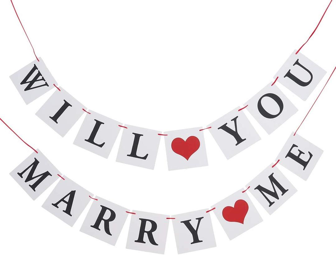 WILL YOU MARRY ME Banner Paper Banner Decorative Hanging Garland for Wedding Engagement Proposal Party