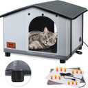 Insulated Heated Cat House Indoor/Outdoor, Elevated Cat House with Heated Pad for Winter, Outside Weatherproof Shelter for Feral Cats and Small Dogs (20"x17"x16")