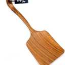 Dolphin Sop - Genuine Teak Wood Kitchen Spatula Turner Wide 4 Inch Long Handle for Cooking, Grill Frying Baking Handcrafted Utensils