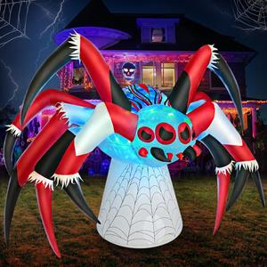 6FT Halloween Inflatables Spider Decoration with Magic Led Light Up Halloween Inflatables Outdoor Decorations Blow up Inflatables for Halloween Holiday Party Lawn Yard Outside Garden Dcor