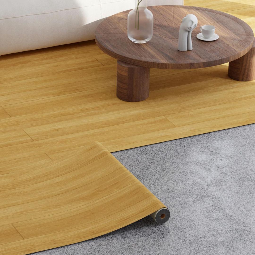 Oxdigi Peel and Stick Vinyl Flooring Roll 24"x 196"/ 32 Sq.Ft, Self Adhesive Vinyl Floor Tiles Wood Flooring, Temporary Floor Stickers Waterproof for Living Room Bedroom Kitchen RV, Nature Oak Planks