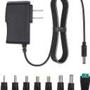 6V 2A AC/DC Adapter, Wall Charger, DC Power Supply for 6 Volt 2A 1500mA 1000mA 800mA 700mA 600mA 500mA 300mA 100mA~2000mA Equipment with 8 Interchangeable DC Plug