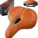 Bike Seat for Men & Women - Wide Gel Padded Bicycle Seat, Comfortable & Breathable, Waterproof Saddle for Cruiser, Mountain, Fat Bikes, Exercise & Ebikes Universal Fit Replacement (Brown)