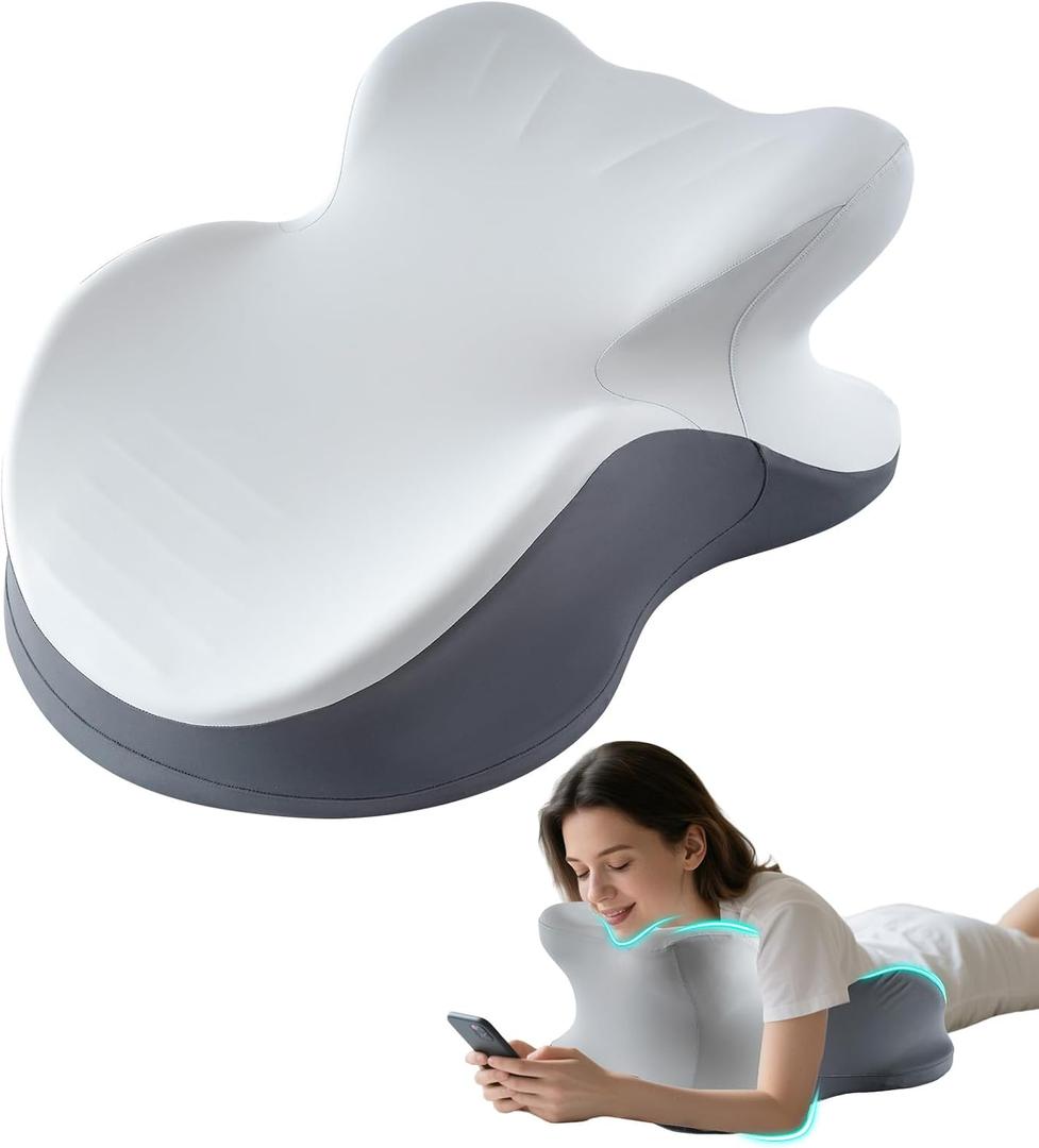 MOONYOOY Ergonomic Zoned Memory Foam Wedge Pillow for Bed, Prone Sleeping & Reading Cushion with Smooth Unibody Gentle Incline, Targeted Support for Stomach Sleepers & Back Pain Relief, Washable Cover