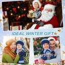 Chicingyou 3 Pcs Kids Hat Gloves Scarf Set Winter Knitted Beanie with Earmuffs Double Layer Scarf for Boy Girl 8-12 Years Old (Blue)