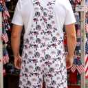 Bindefon Bibs Overalls Men Adjustable Straps Coveralls Shorts Printed Jumpsuit Male Romper (White, XL)