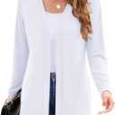 Womens Casual Lightweight Long Sleeve Cardigan Flowy Soft Open Front Knit Cardigan Sweaters (Medium, White)