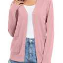 TASAMO Women's Button Down V Neck Long Sleeve Soft Knit Cardigan Sweaters A- Pink M