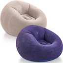 Realspring Inflatable Bean Bag Chairs Outdoor Blow up Camping Chairs Inflatable Lazy Sofa Folding Portable Bean Bag Loungers Couch for Adults Kids(Brown, Blue,2 Pcs)