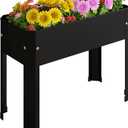 PROXRACER Raised Garden Bed with Detachable Legs Elevated Metal Planter Box for Growing Fresh Herbs Vegetables Flowers Succulents&Other Plants for Outdoor Backyard Patio Deck Balcony Black S