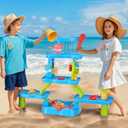 VGY 5-Tier Water Table for Toddler 3-5 4-8, Kids Summer Outdoor Water Table Beach Toys, Kids Water and Sand Activity Sensory Table, Rain Shower Splash Pond Toddler Water Play Table for Boys Girls