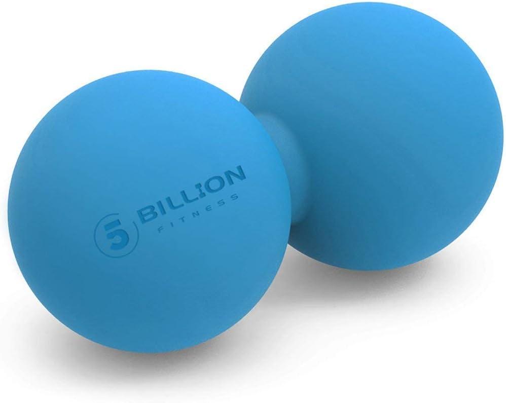 5BILLION FITNESS Peanut Massage Ball - Double Lacrosse Massage Ball & Mobility Ball for Physical Therapy - Deep Tissue Massage Tool for Myofascial Release, Muscle Relaxer, Acupoint Massage (Blue-hard)